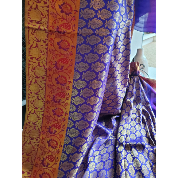 Women Pure Silk Royal Kanjivaram Saree Wedding Party Festive Handloom - Picture 11 of 16